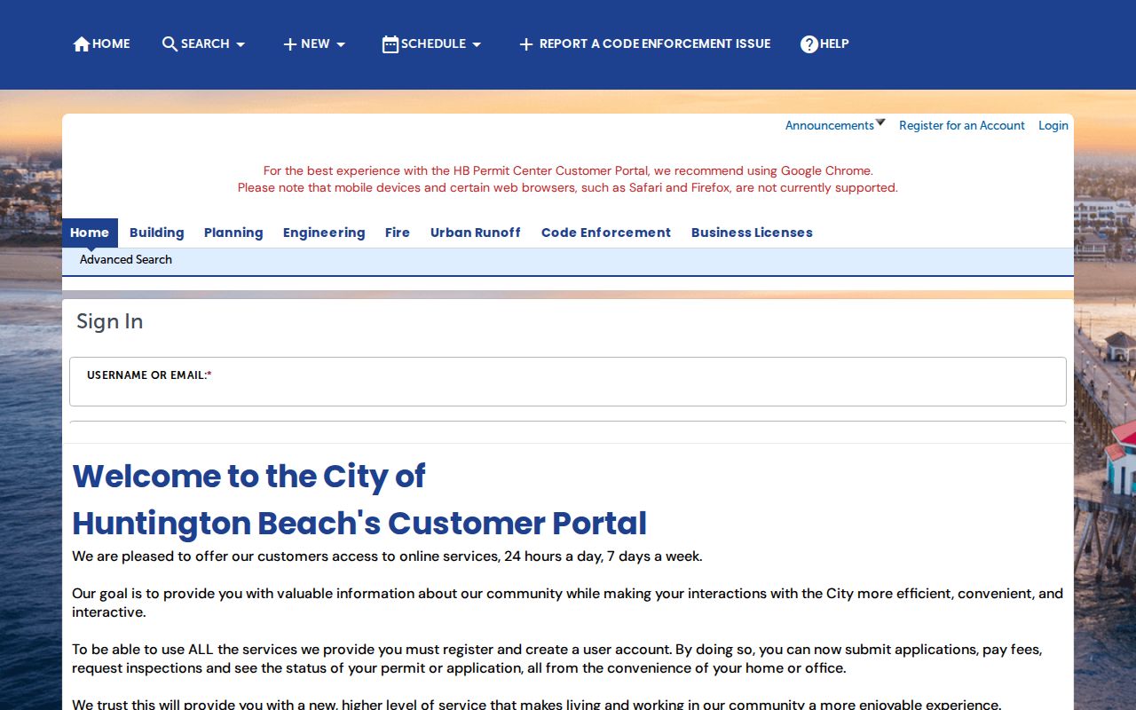 Huntington Beach residents directory permit search
