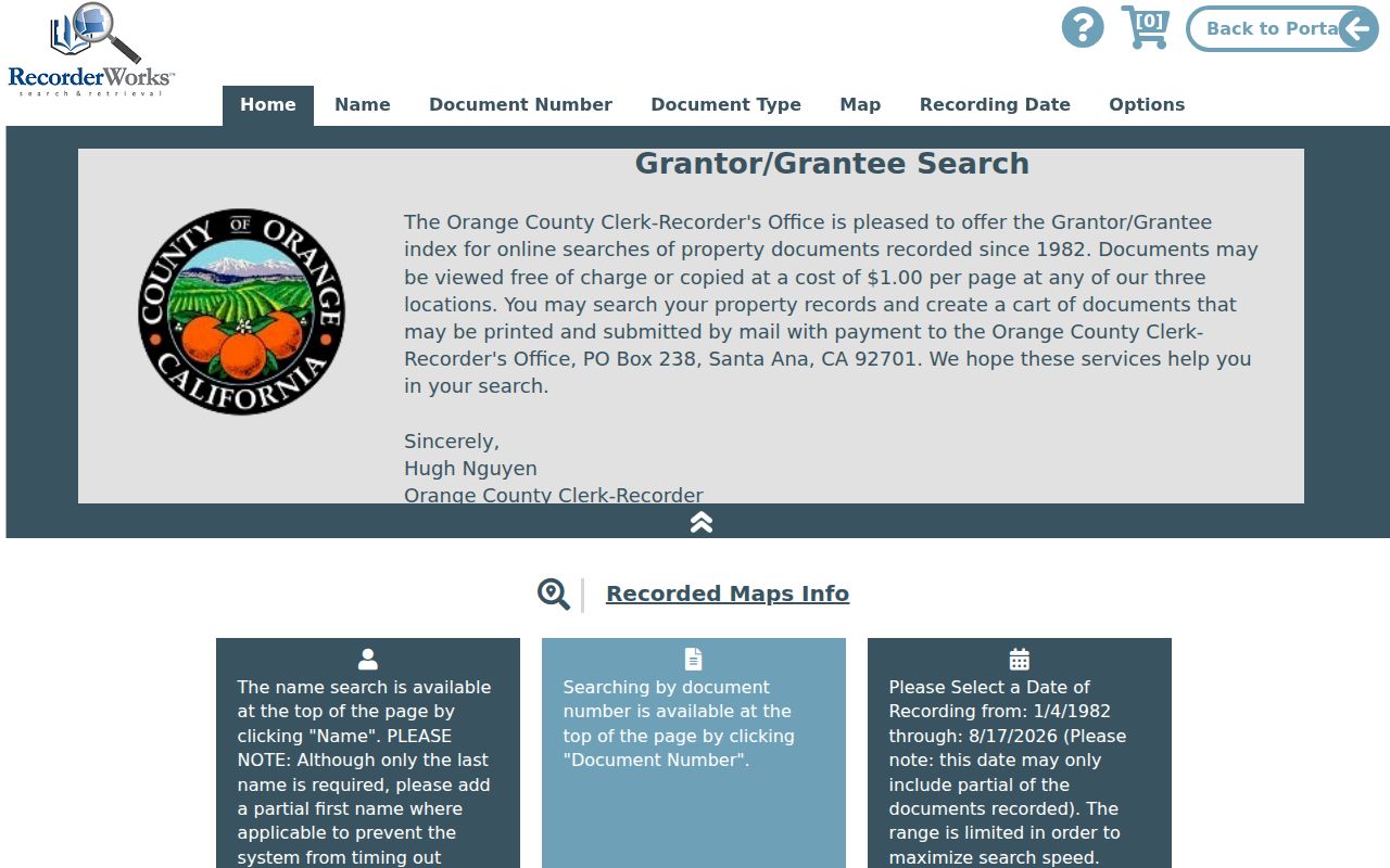 Huntington Beach residents directory RecorderWorks deed index