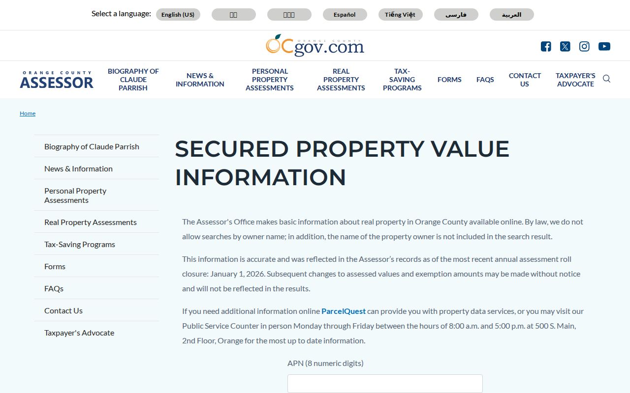 Huntington Beach neighbors assessor parcel search