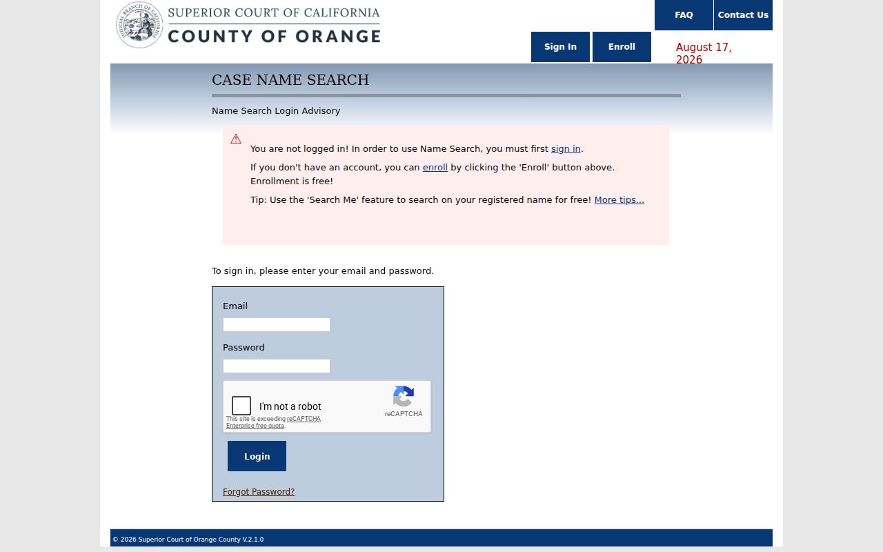 Huntington Beach resident lookup Orange County court name search